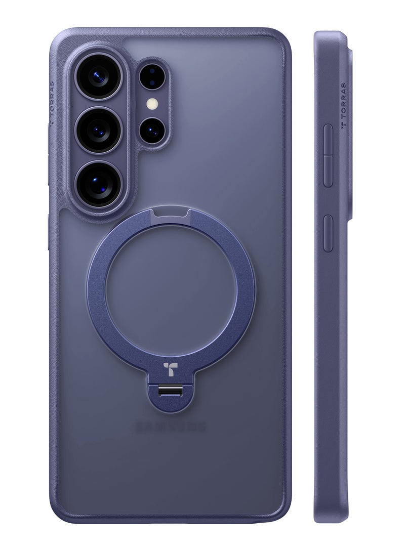 TORRAS Ostand Q3 Spin Series for Samsung Galaxy S26 Ultra Case with 360° Magnetic Stand, Fit for Magsafe, 4X Mil-Grade Shockproof Case with Kickstand, Translucent Frosted, Dark Purple - Image 1