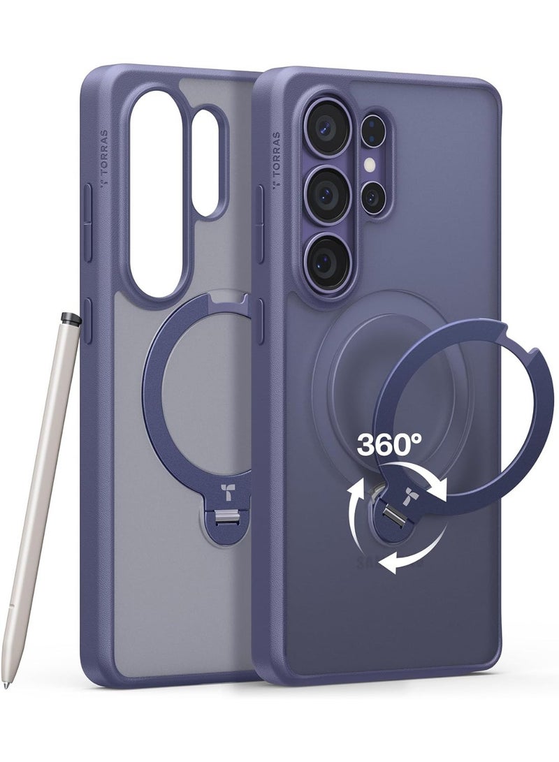 TORRAS Ostand Q3 Spin Series for Samsung Galaxy S26 Ultra Case with 360° Magnetic Stand, Fit for Magsafe, 4X Mil-Grade Shockproof Case with Kickstand, Translucent Frosted, Dark Purple - Image 2