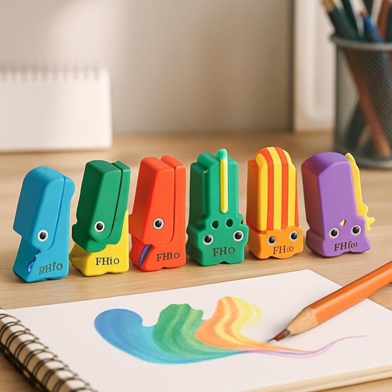 Fitto 6 Pieces Assorted Dinosaur Series Erasers, Assorted Color Stationery - Image 2