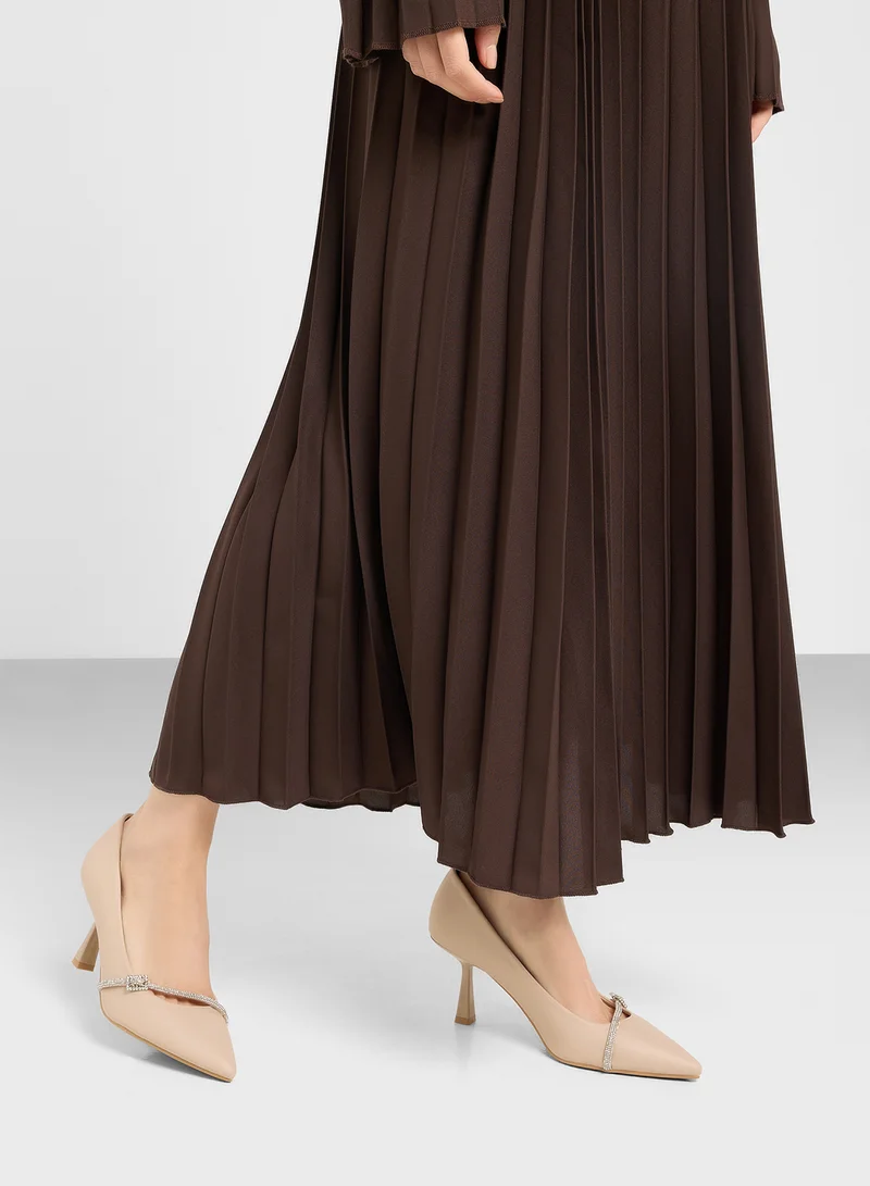 Ella Nude Diamante Heeled Pump for Women | Best Price UAE