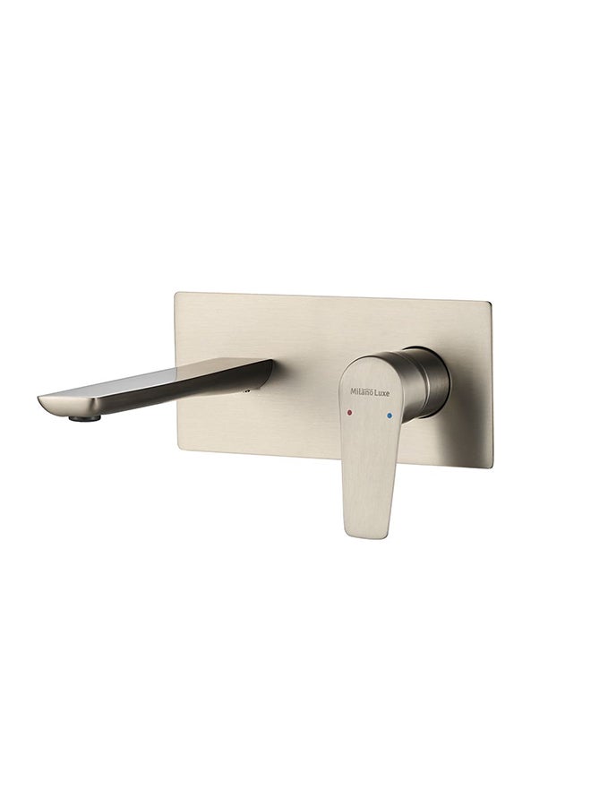 DANUBE HOME Milano Luxe Bayz Wall Mounted Basin Mixer - Sanitary Bath Mixer in Brushed Nickel Finish - Durable Brass Construction - 10 Year Warranty