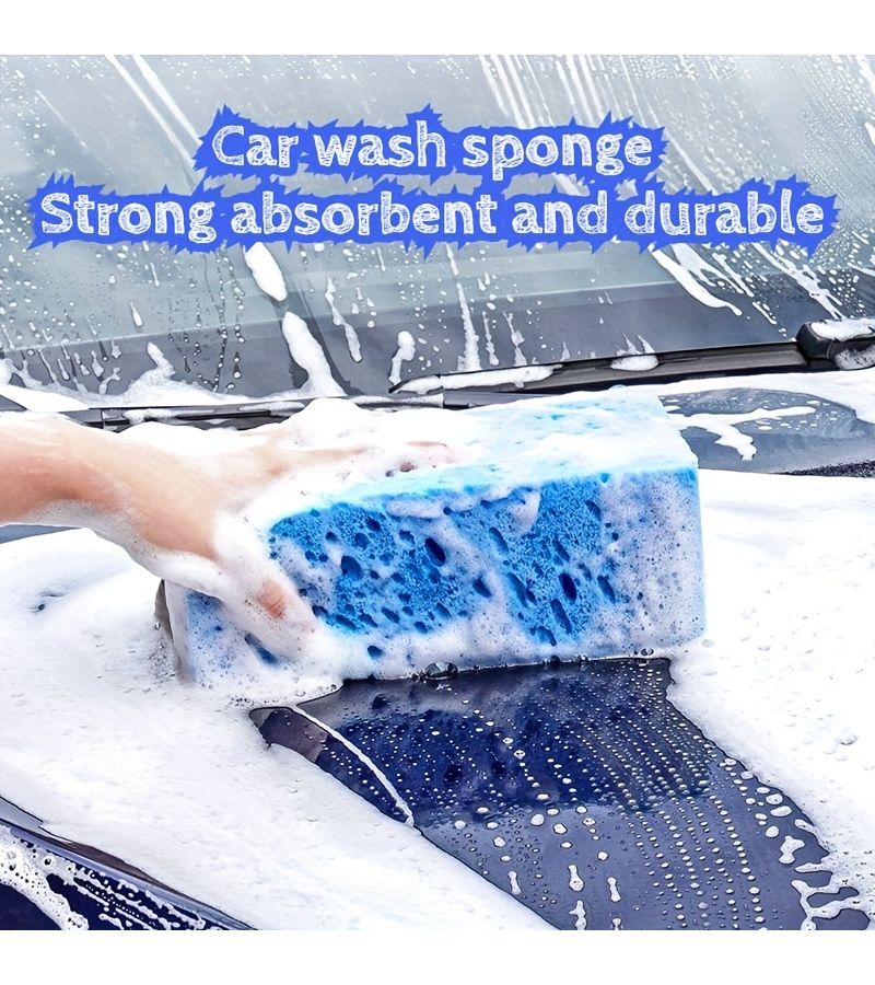 Premium Fiber Car Wash Sponge Brown 8.27x4.33x3.15 Inch Auto Maintenance - Image 1