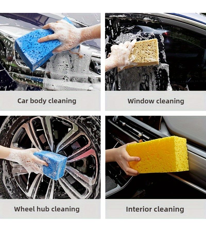 Premium Fiber Car Wash Sponge Brown 8.27x4.33x3.15 Inch Auto Maintenance - Image 4