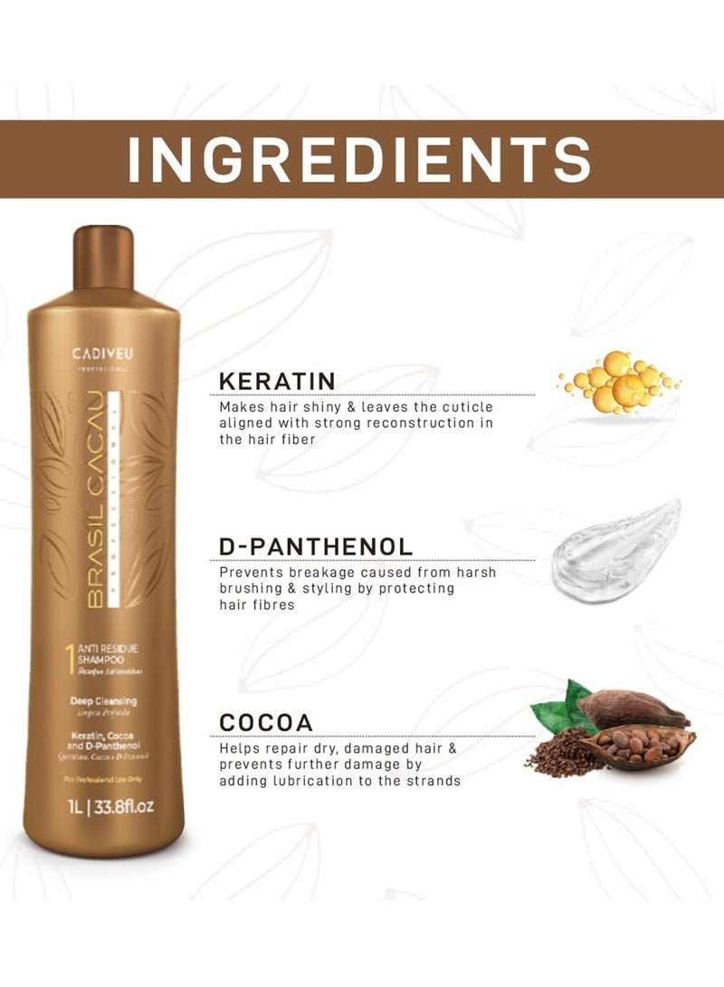 برازيل كاكاو شامبو مضاد للبقايا من تريت شجر البرازيل - 1 لتر مع برو فيتامين B5 وزيت شجرة الشاي - Image 3