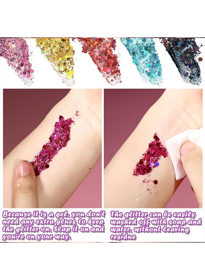 Teenitor Body Glitter Face Glitter Makeup Festival Glitter Gel, 12 Colors Face and Body Glitter Gel, Hair Glitter Gel, Glitter Gel Makeup, Glitter for Face and Hair - Image 3