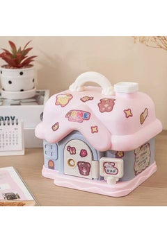 SYOSI Bank for Kids, Fairy Tales Cottage Bank with DIY Sticker Gift Key, Lovely Cream House Money Coin Bank Box for Girl, Great for Children's Birthday Gift or Home Decoration  - Image 1