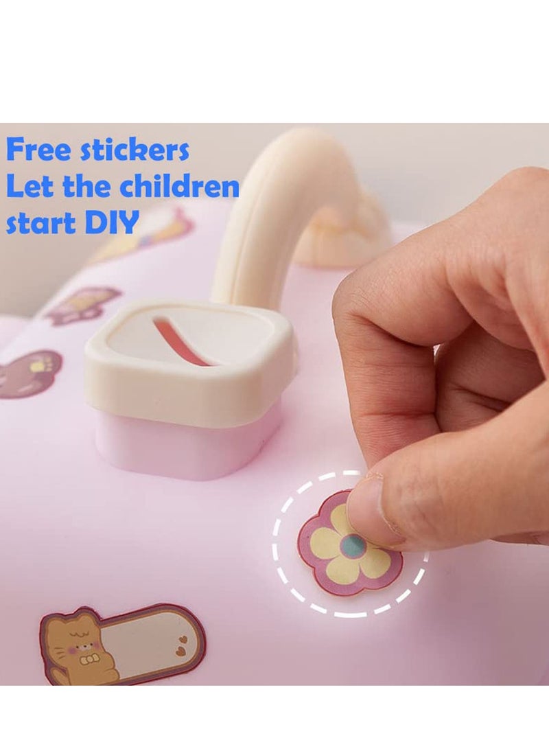 SYOSI Bank for Kids, Fairy Tales Cottage Bank with DIY Sticker Gift Key, Lovely Cream House Money Coin Bank Box for Girl, Great for Children's Birthday Gift or Home Decoration - Image 4