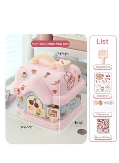 SYOSI Bank for Kids, Fairy Tales Cottage Bank with DIY Sticker Gift Key, Lovely Cream House Money Coin Bank Box for Girl, Great for Children's Birthday Gift or Home Decoration  - Image 5