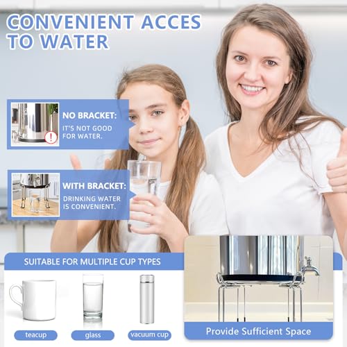 WERJH Water Filter Stand 6" Tall by 9" Wide Compatible with Berkey Big, Royal and Travel System, Countertop Stainless Steel Stand for Most Medium Gravity Fed Water Coolers - Image 4