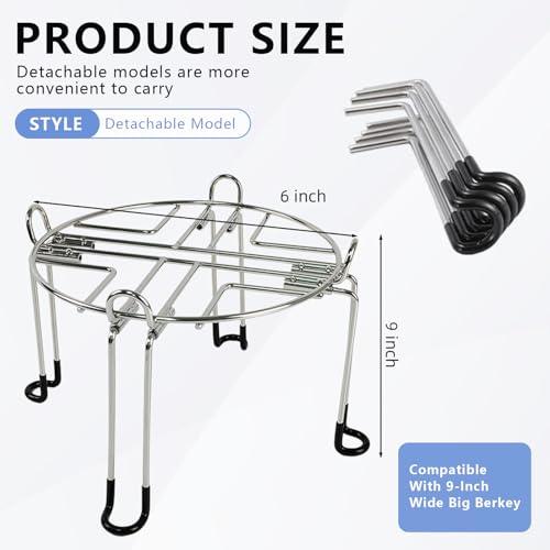 WERJH Water Filter Stand 6" Tall by 9" Wide Compatible with Berkey Big, Royal and Travel System, Countertop Stainless Steel Stand for Most Medium Gravity Fed Water Coolers - Image 2