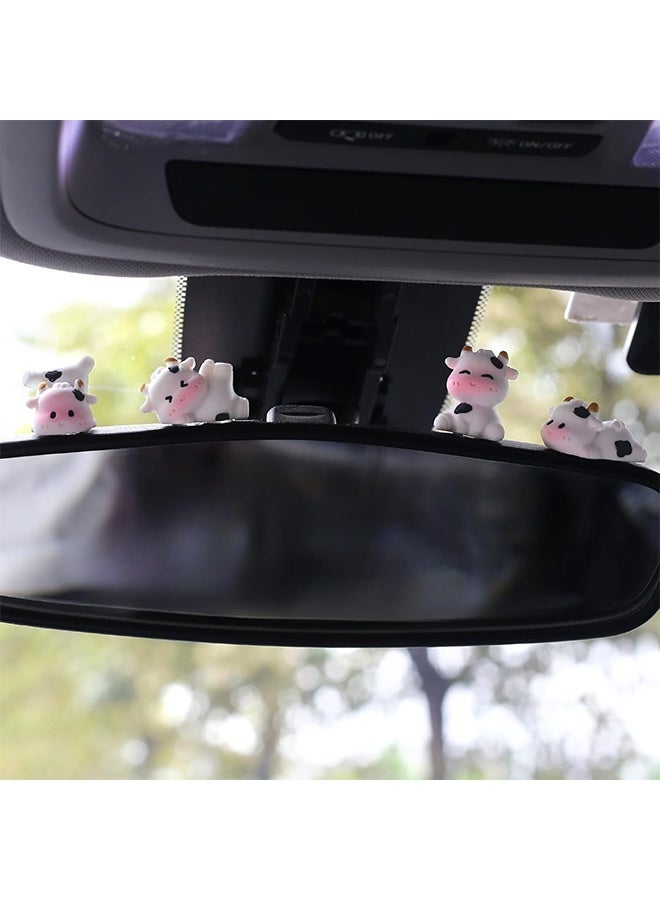 GIFT 6 Pcs Mini Cows Car Accessories, Cow Print Dashboard Decorations & Rear View Mirror Ornaments, Cute Car Decor for Women Girl - Image 3
