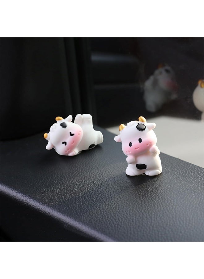 GIFT 6 Pcs Mini Cows Car Accessories, Cow Print Dashboard Decorations & Rear View Mirror Ornaments, Cute Car Decor for Women Girl - Image 2