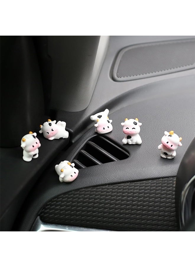 GIFT 6 Pcs Mini Cows Car Accessories, Cow Print Dashboard Decorations & Rear View Mirror Ornaments, Cute Car Decor for Women Girl - Image 5