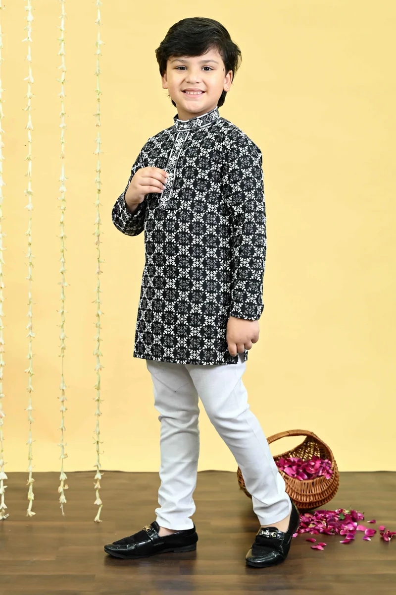 BT DEZINES Black Kurta Pajama Set for Boys