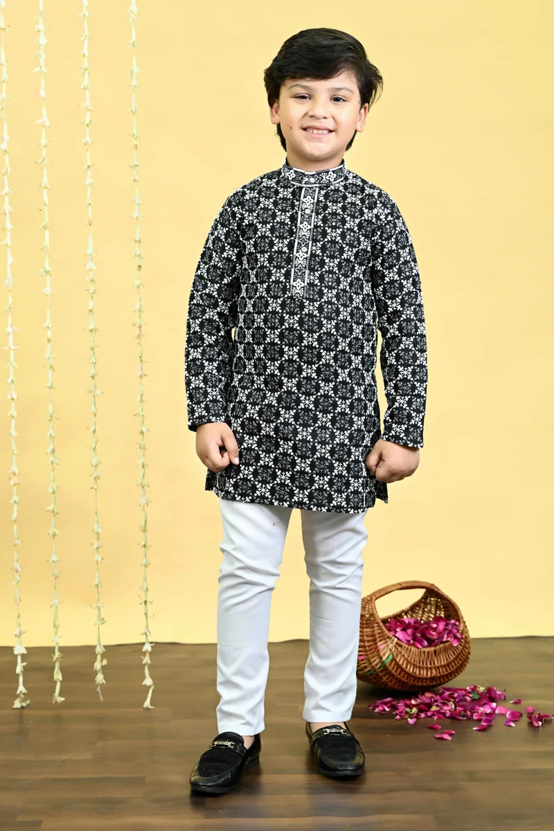 BT DEZINES Black Kurta Pajama Set for Boys