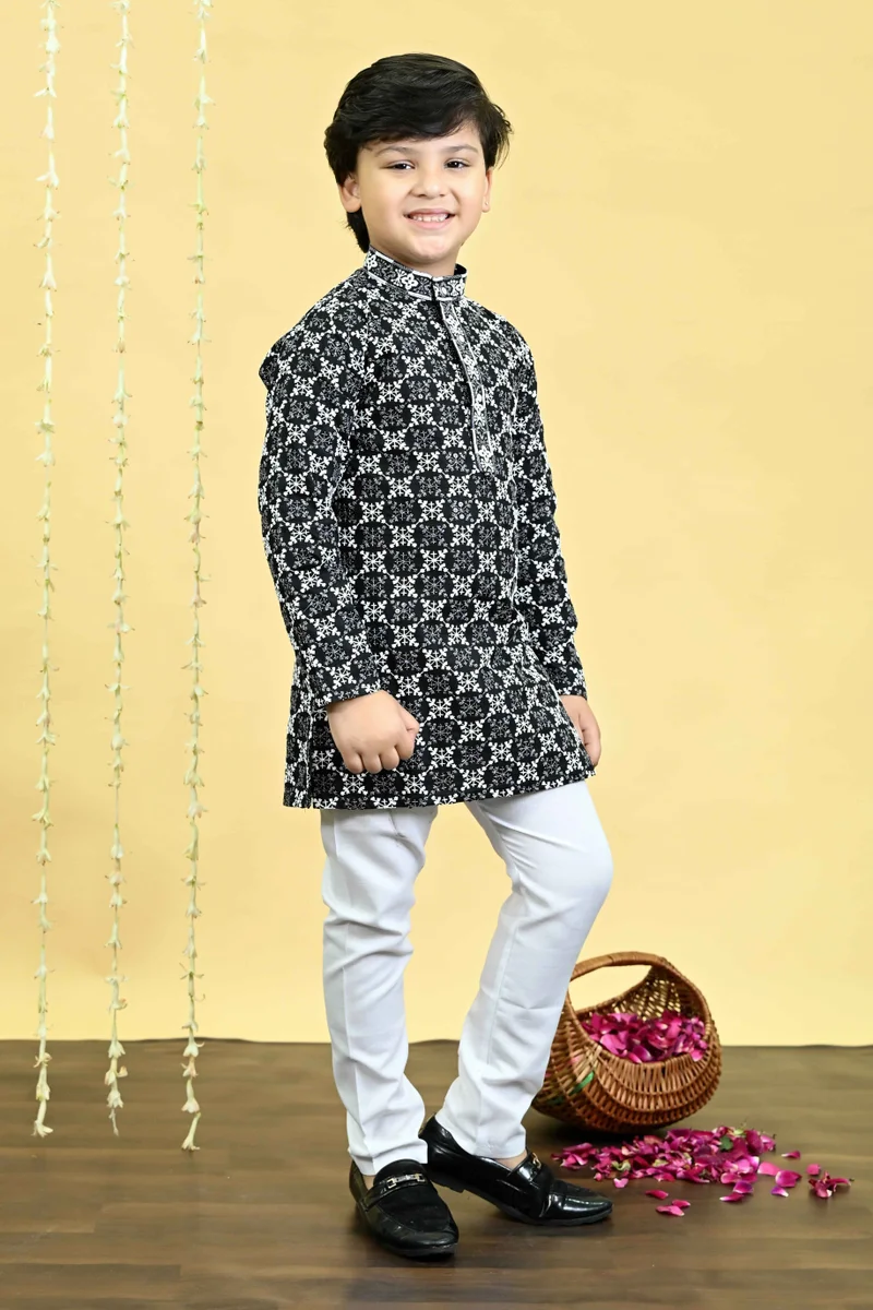BT DEZINES Black Kurta Pajama Set for Boys