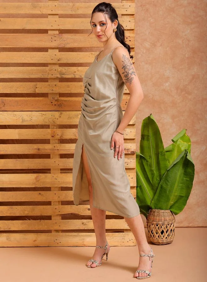 Freehand Women A-Line Casual Solid Slip Dress