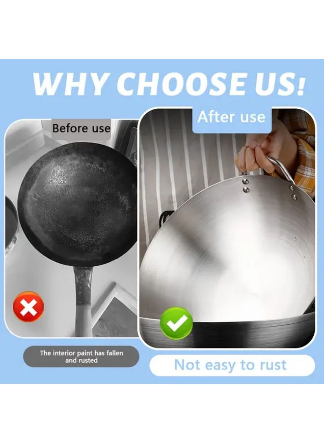 Stainless Steel Double Handle Wok 11 81 Inches Non Stick Commercial Grade - Image 5