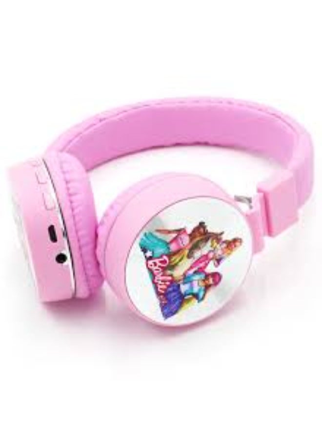 باربي سماعة اطفال؛لاسلكية  باربي 【سماعة اطفال 】بتصميم كرتوني لطيف【سماعات اطفال بلوتوث】 للبنات؛ سماعة بلوتوث وردي مريحة وخفيفة مع دعم MP3 وFM - Image 2