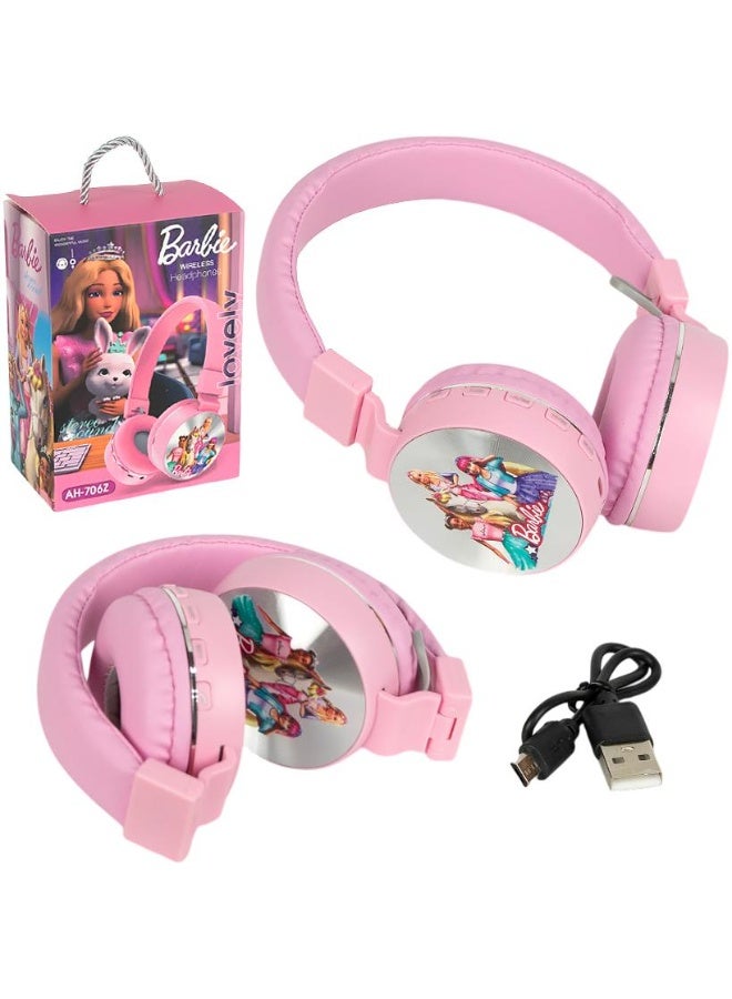 باربي سماعة اطفال؛لاسلكية  باربي 【سماعة اطفال 】بتصميم كرتوني لطيف【سماعات اطفال بلوتوث】 للبنات؛ سماعة بلوتوث وردي مريحة وخفيفة مع دعم MP3 وFM - Image 4