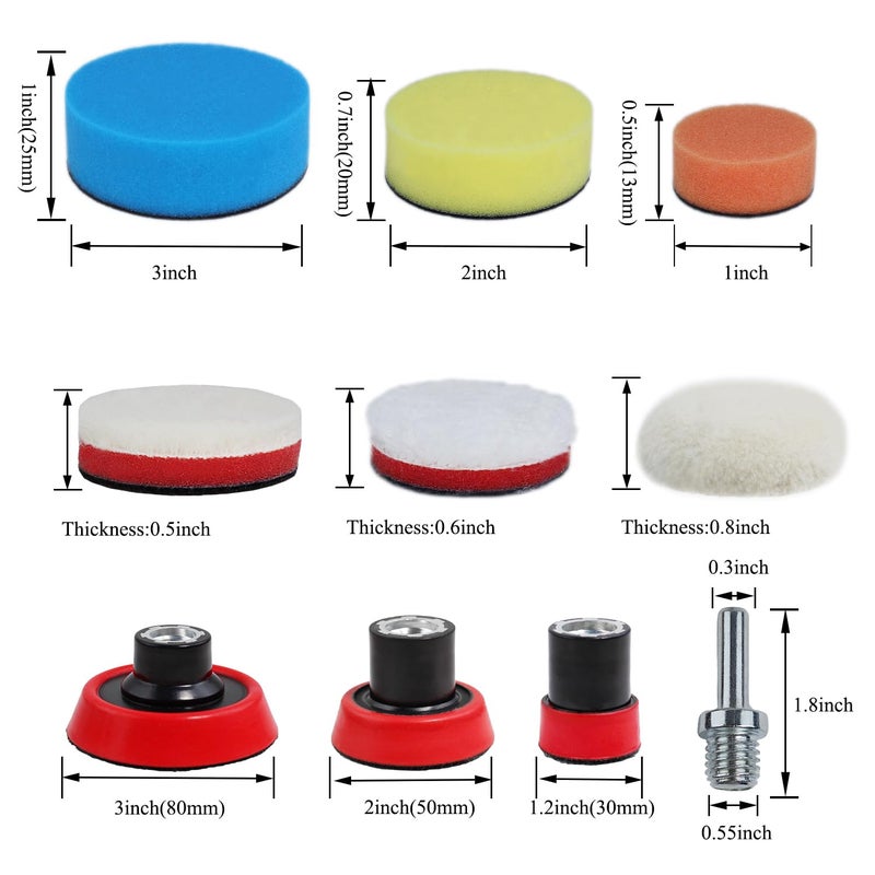 TuhooMall Car Foam Polishing Buffing Kit, Polishing Buffing Pads, Wool Pads, Polishing & Buffing Wheels,for Headlights & Body Foam Wax & Buffer Kits (44) - Image 2