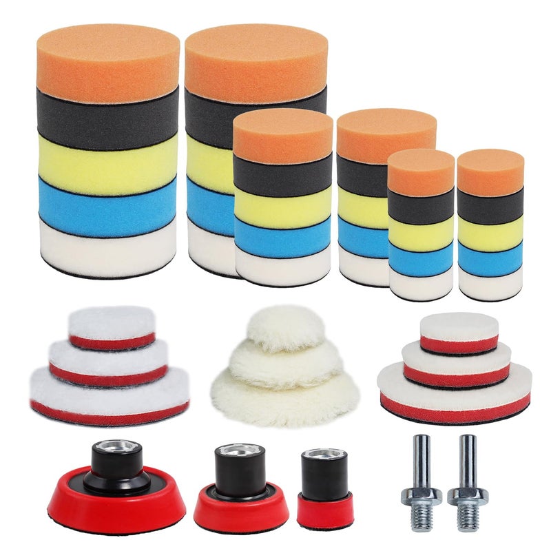 TuhooMall Car Foam Polishing Buffing Kit, Polishing Buffing Pads, Wool Pads, Polishing & Buffing Wheels,for Headlights & Body Foam Wax & Buffer Kits (44) - Image 1