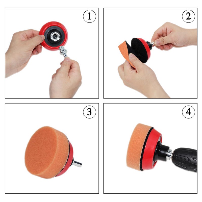 TuhooMall Car Foam Polishing Buffing Kit, Polishing Buffing Pads, Wool Pads, Polishing & Buffing Wheels,for Headlights & Body Foam Wax & Buffer Kits (44) - Image 4