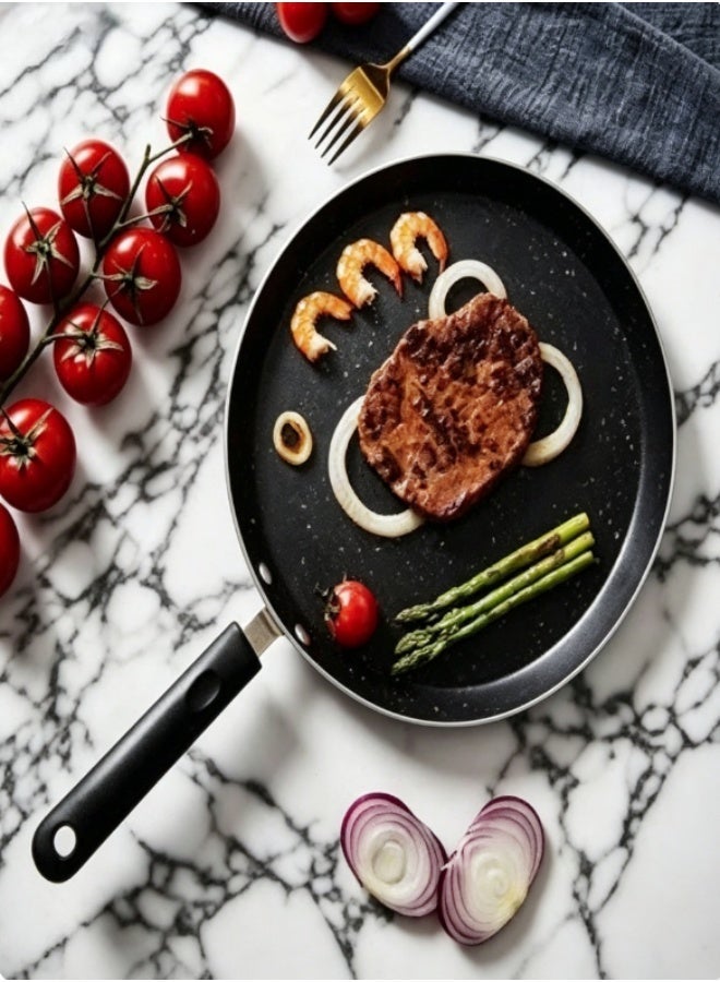 jaexest Non-stick Frying Pan, Aluminum AlloyFlat Pan,Compatible Induction Cooktop Gas Electric Stove,Riveted Safe-Grip Handle, for Saute Cooking Frying (23.5cm) - Image 2