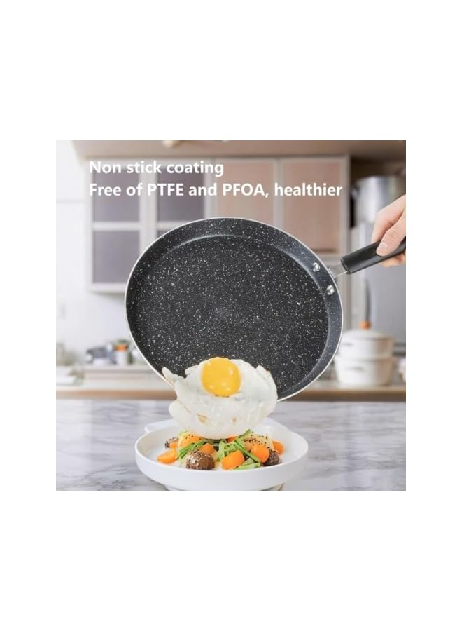 jaexest Non-stick Frying Pan, Aluminum AlloyFlat Pan,Compatible Induction Cooktop Gas Electric Stove,Riveted Safe-Grip Handle, for Saute Cooking Frying (23.5cm) - Image 5