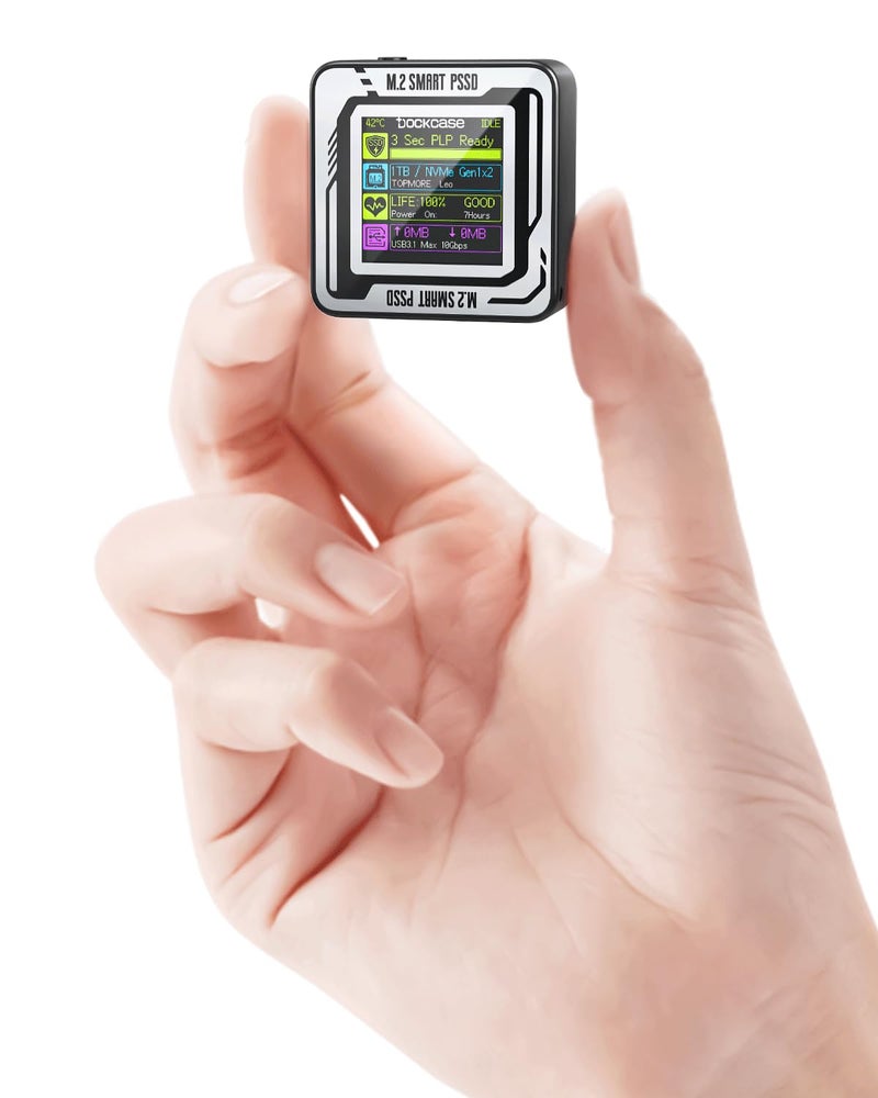 DOCKCASE Pocket M.2 2230 NVMe SSD Enclosure,Support 3s PLP Prevents Write Data Loss,USB 3.2 Gen 2 Type-C (10 Gbps), fits NVMe PCIe, Exclusive to Size 2230,Support M-Key B+M Key UASP (Black) - Image 1