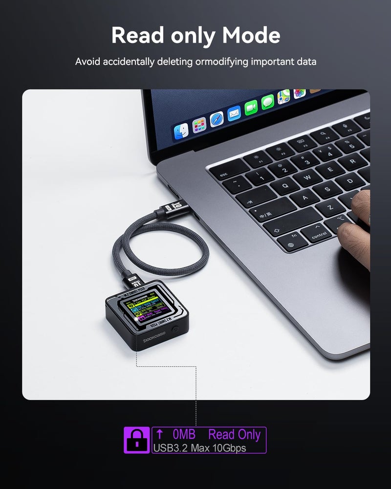 DOCKCASE Pocket M.2 2230 NVMe SSD Enclosure,Support 3s PLP Prevents Write Data Loss,USB 3.2 Gen 2 Type-C (10 Gbps), fits NVMe PCIe, Exclusive to Size 2230,Support M-Key B+M Key UASP (Black) - Image 5