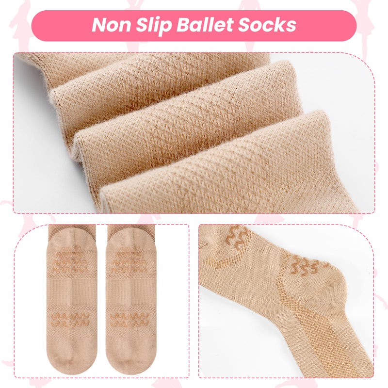 Twistover Dance Non Slip Socks Dancing Socks with Spin Spot Compression Ankle Ballet Dance Stockings for Dancer Women Girls(Light Skin Tone,3-5) - Image 2