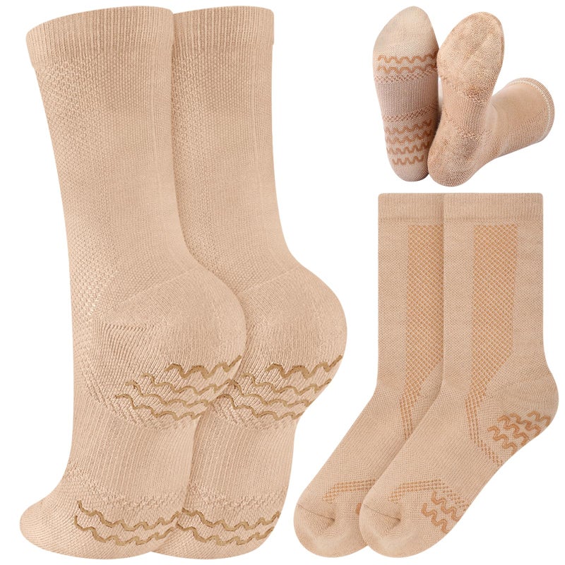 Twistover Dance Non Slip Socks Dancing Socks with Spin Spot Compression Ankle Ballet Dance Stockings for Dancer Women Girls(Light Skin Tone,3-5) - Image 1