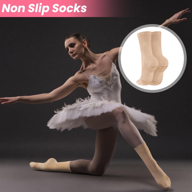 Twistover Dance Non Slip Socks Dancing Socks with Spin Spot Compression Ankle Ballet Dance Stockings for Dancer Women Girls(Light Skin Tone,3-5) - Image 4