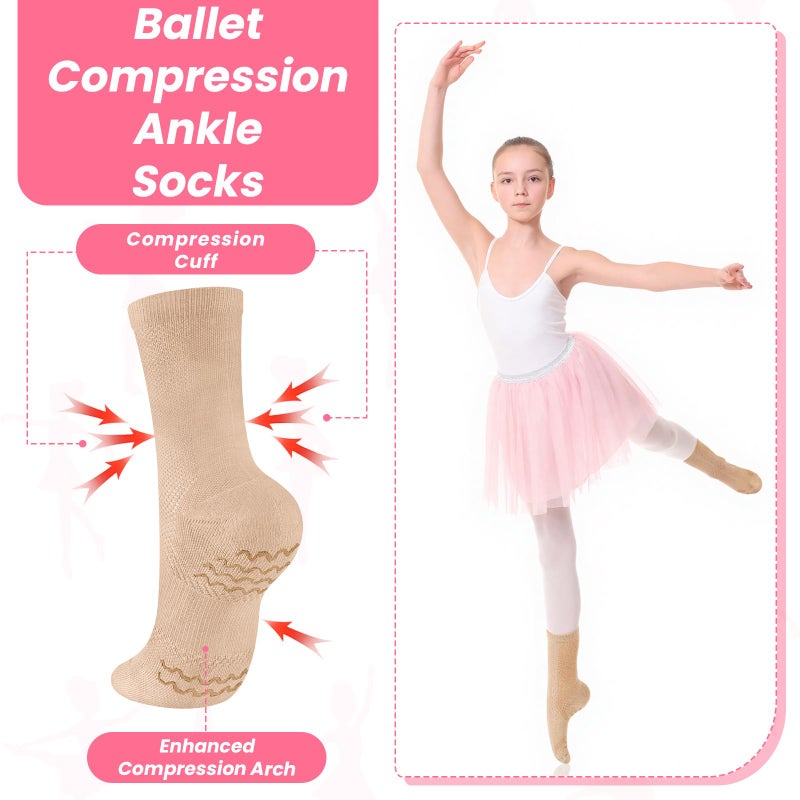 Twistover Dance Non Slip Socks Dancing Socks with Spin Spot Compression Ankle Ballet Dance Stockings for Dancer Women Girls(Light Skin Tone,3-5) - Image 5