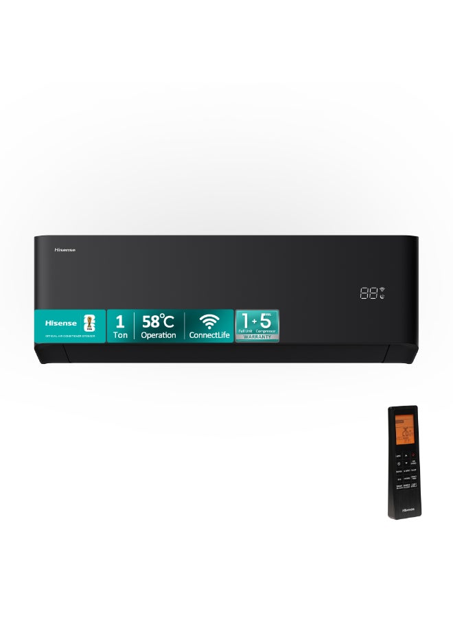 Hisense 1Ton Split AC,Air Conditioner,T1 12000 BTU with Rotary R410A Compressor,Fasting Cooling,4 in 1 filter,Voice Control,ESMA 2 Star Energy saving, Wifi-Connect, Easy Clean,I Feel function,Smart/Sleep mode,Timer,Cooling up to 58℃ AS-12CF4SWPHB00B Black - Image 1