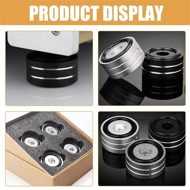 4Pcs Speaker Isolation Feet Pads Aluminum Alloy Rubber Non-Slip Speaker Feet Cushions for Amplifier Speakers Shock Absorption - Image 3
