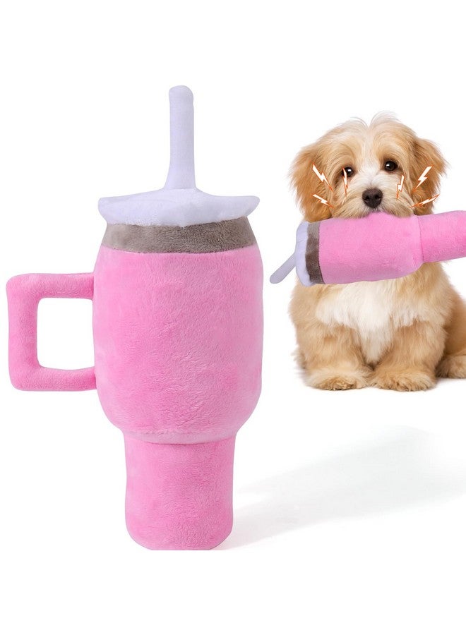 Mity Rain Funny Tumbler With Handle Cup Dog Toys,Squeaky Dog Toys Interactive Fluff And Tuff Dog Toys For Small Dogs/Large Dogs/Medium Size Dog (1 Pink) - Image 1