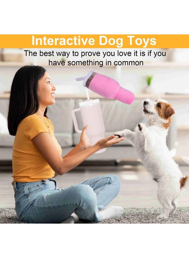 Mity Rain Funny Tumbler With Handle Cup Dog Toys,Squeaky Dog Toys Interactive Fluff And Tuff Dog Toys For Small Dogs/Large Dogs/Medium Size Dog (1 Pink) - Image 2