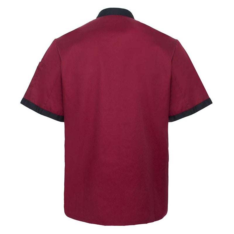 TopTie Unisex Short Sleeve Chef Coat Jacket, Red - Image 2