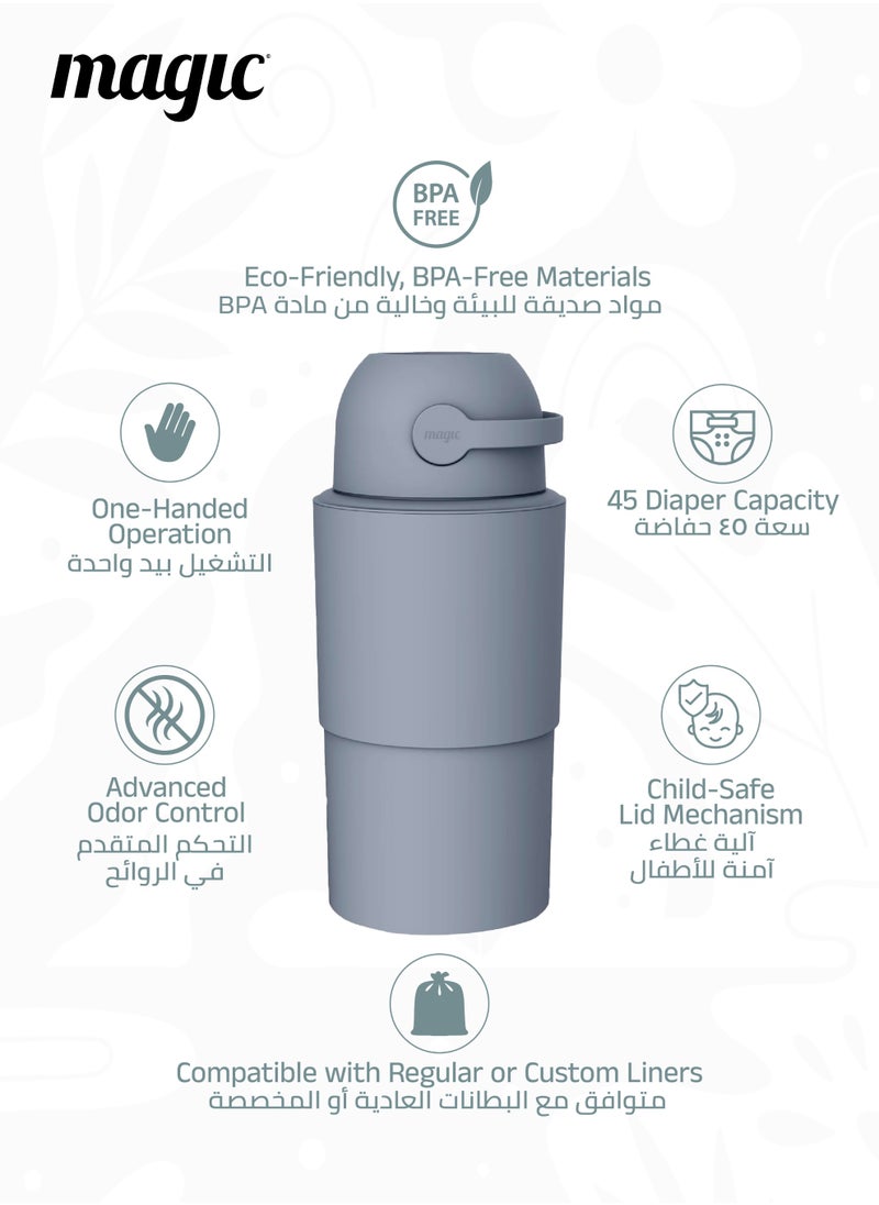 Magic HEKA L Diaper Pail | Odorless & Telescopic | 45 Diaper Capacity | 40 CM to 63 CM Adjustable Height | 2nd Life Concept: Converts to Potty Trainer, Kitchen Waste Bin, or Toilet Lid | Free Roll of 15 Bags  - Image 3