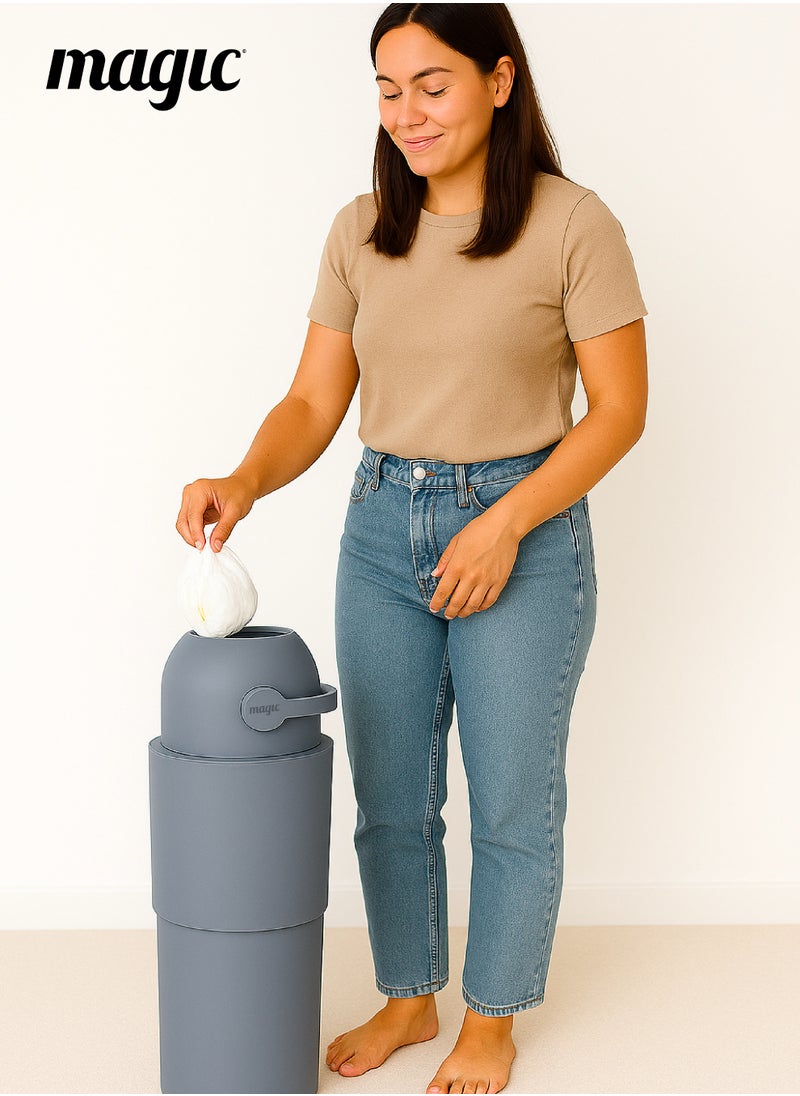 Magic HEKA L Diaper Pail | Odorless & Telescopic | 45 Diaper Capacity | 40 CM to 63 CM Adjustable Height | 2nd Life Concept: Converts to Potty Trainer, Kitchen Waste Bin, or Toilet Lid | Free Roll of 15 Bags  - Image 2