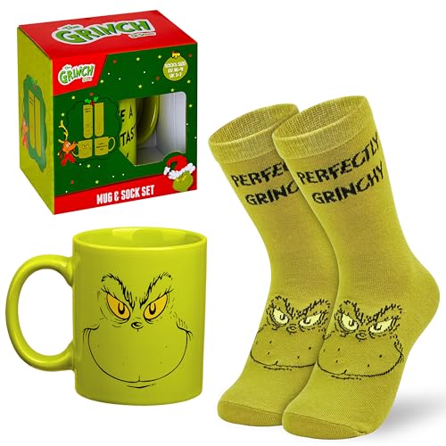 The Grinch Mug and Socks Gift Set for Women Men Teenagers Ceramic Cup for Coffee Tea Novelty Holiday Christmas Gifts Secret Santa - Image 1