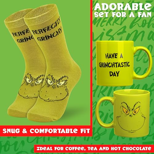 The Grinch Mug and Socks Gift Set for Women Men Teenagers Ceramic Cup for Coffee Tea Novelty Holiday Christmas Gifts Secret Santa - Image 4