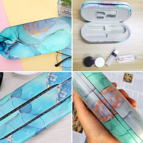 AITIME 2 in 1 Double Sided Portable Contact Lens and Eyeglasses Case, Marbling, Multifunction, Durable, Compact, Portable Storage Kit - Image 4