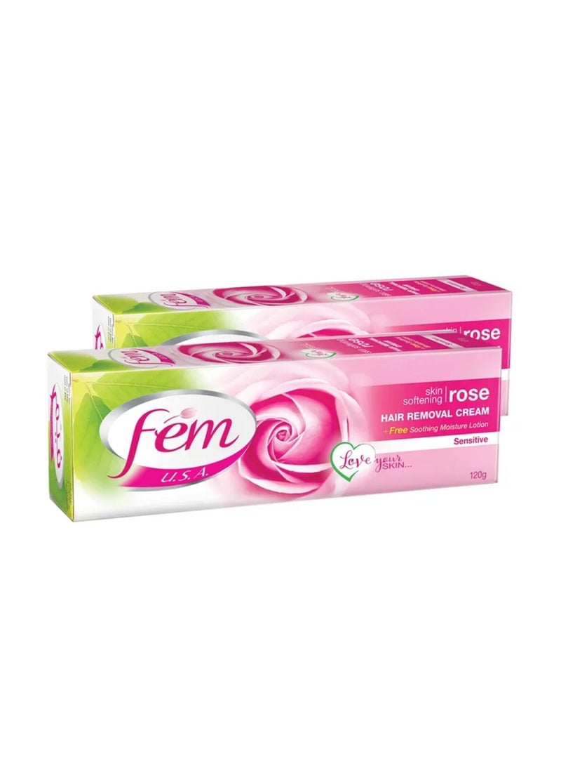 Fem Usa كريم إزالة الشعر بالورد عبوة مزدوجة 120 جرام 2 حبة - Image 1