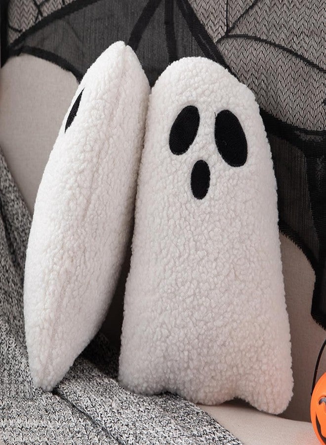 Allorry Ghost Pillow,Ghost Decor,Halloween Pillows Set of 2 White Cute Ghost Indoor Decorative Throw Pillow Ghost Plush Pillows for Halloween Decorative Home Sofa Bed Ghost Decor Cushion(11.8 Inch) - Image 2