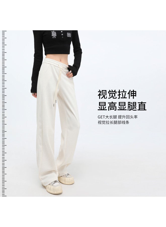 Hstyle European Fleece High-waisted Banana Pants For Women - 2025 Spring Collection Fashion Versatile Slimming Comfortable Casual Wide-leg Trousers - Image 5