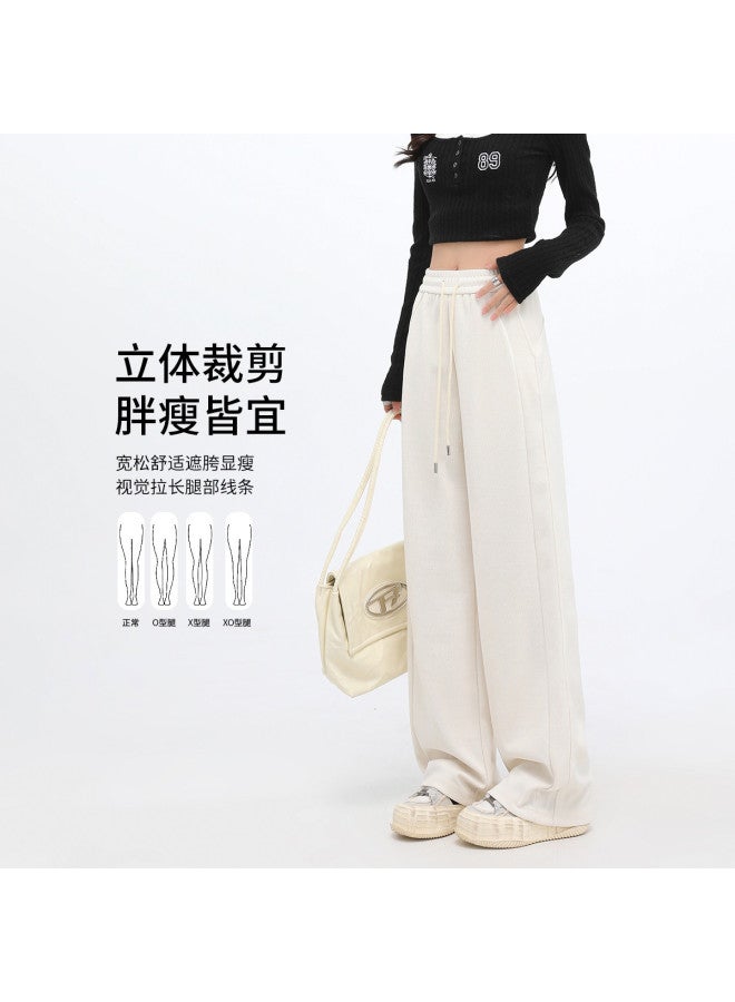 Hstyle European Fleece High-waisted Banana Pants For Women - 2025 Spring Collection Fashion Versatile Slimming Comfortable Casual Wide-leg Trousers - Image 4