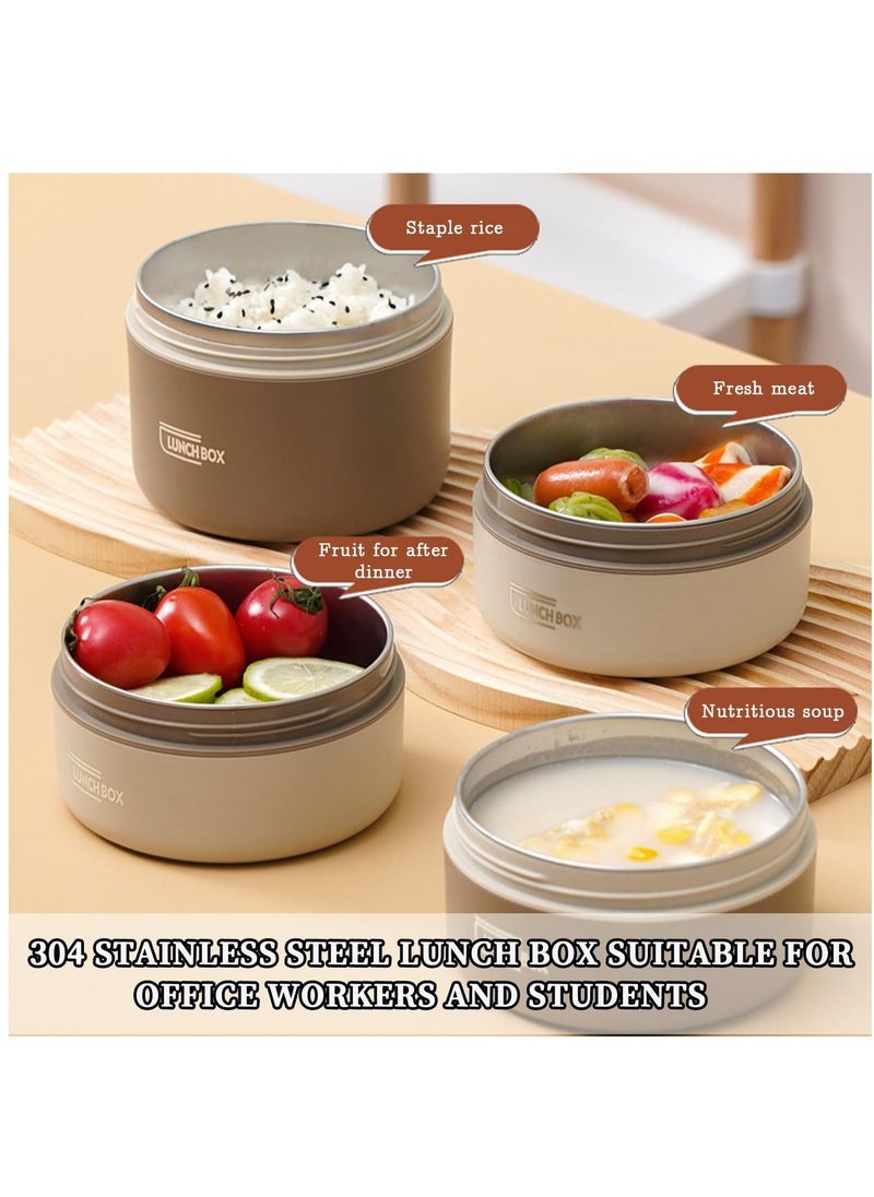 Generic - Stainless Steel Thermal Bento Box Leakproof Lunch Box Portable Insulated Lunch Container Set With Bag For Adults Kids Stackable Stainless Steel Food Container (Insulation 2 Layer Coffee 420ml+550ml) - Image 1